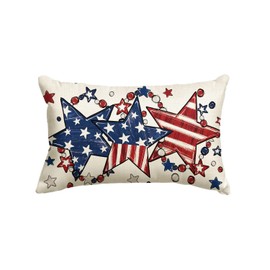 AVOIN colorlife 4th of July Patriotic Stars Beads Throw Pillow Cover, 12 x 20 Inch Independence Day Memorial Day America Flag Decor Cushion Case for Sofa Couch