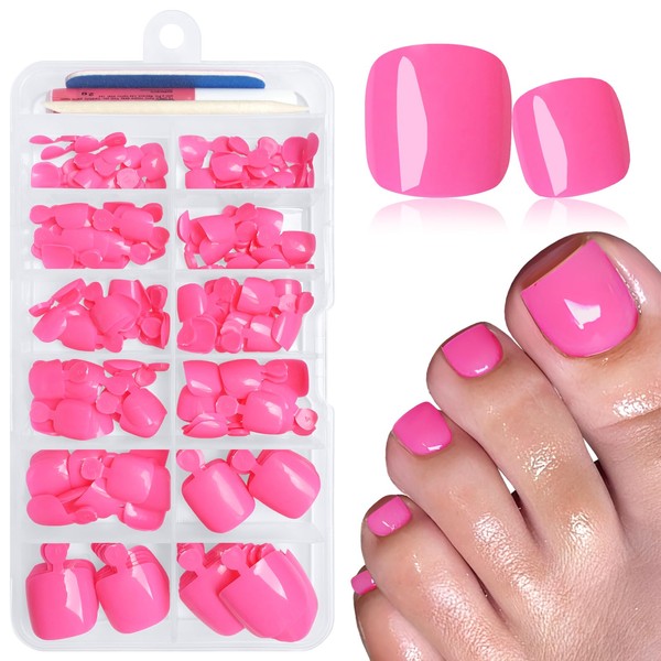 LuckForever 168pc Press on Toenails Women Fake Toe Nails with