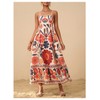 Floerns Women's Spaghetti Strap Tropical Dress Shirred Vacation Cami Maxi