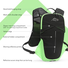 SOUUXIU Hydration Vest Backpack Lightweight Breathable Running Backpack 1.5L Water Bag with Compartment
