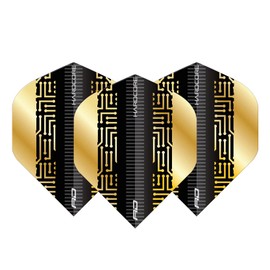 RED DRAGON Hardcore Premium Gold & Black Maze Dart Flights - 3 Sets Per Pack (9 Dart Flights in total)