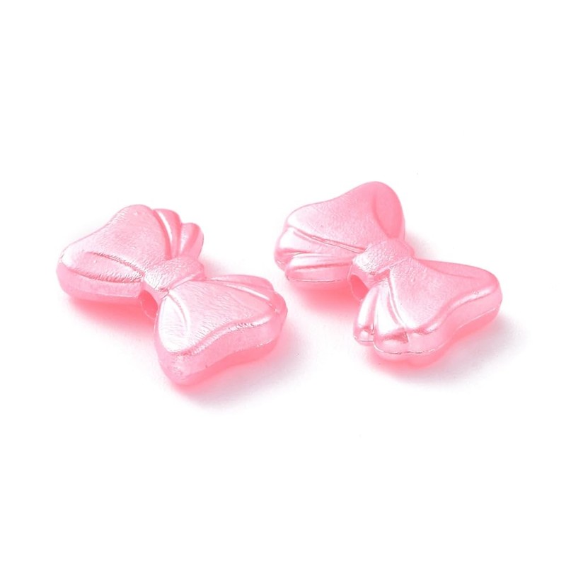 DanLingJewelry 100Pcs Opaque Acrylic Bow Beads Colorful Bowknot Tie Beads