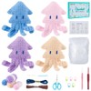 FREEBLOSS 4 Set Crochet Squid Kit Crochet Squid Keychain Kit
