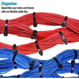 Anna Tosani 100PCS Bridas de Plastico Autobloqueantes | Bridas para Cables Negros, 200mm X 4mm Sujeta Nailon Fuerte Cintillos de Pl?stico Resistente O