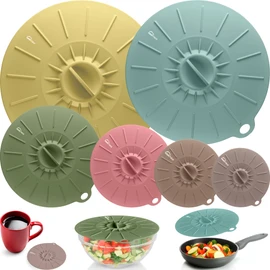 Silicone Lids for Food Storage - 6 Pack - 6 Sizes - Food Grade - Reusable Silicone Bowl Covers for Pots and Pans - Microwave Splatter Cover - Fits Cups, Plates,-Stove, Oven, Fridge, Dishwasher Safe