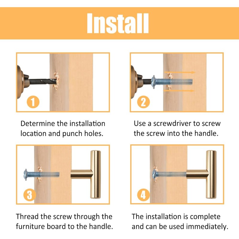 XINGYATU 20 PCS T Bar Handle, Gold Cabinet Door Wardrobe