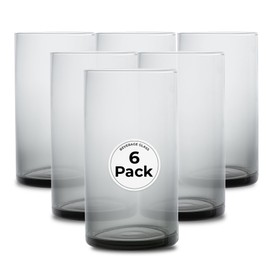 Restaurantware-Vetri 16 Ounce Tall Drinking Glasses, 6 Dishwashable Beverage Glasses - No-Lead, Elegant, Gray Glass Tumblers, Ideal For Water, Juice Beer, Cocktails, Liquor, Iced Tea, And More