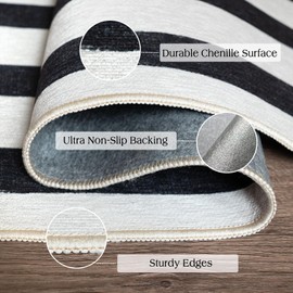 Othilic Front Door Mat Indoor Entrance - 2x4.3 Ft Black and White Washable Doormat Outdoor Entrance Porch Rug Non-Skid Runner Rug for Kitchen Hallway Bedroom Laundry Room Porch Decor