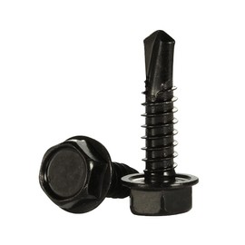 #10 x 3/4" Hex Washer Head Self Drilling Screws, 410 Stainless Steel Self Tapping Sheet Metal Tek Screws, Black Oxide, 100 PCS