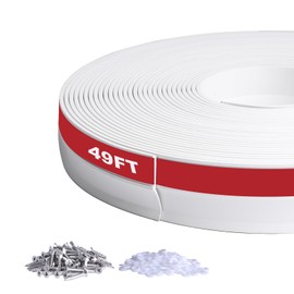 DGSL Garage Door Seal Top and Sides Seal Strip,49Ft Weather Stripping Garage Door Trim Seal Weatherproofing Garage Door Seals with Nails（White）