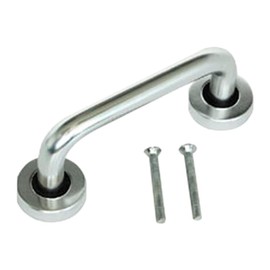 Merriway BH06450 Round Pull Handle & Roses Polished Aluminium 230mm, Silver Tone
