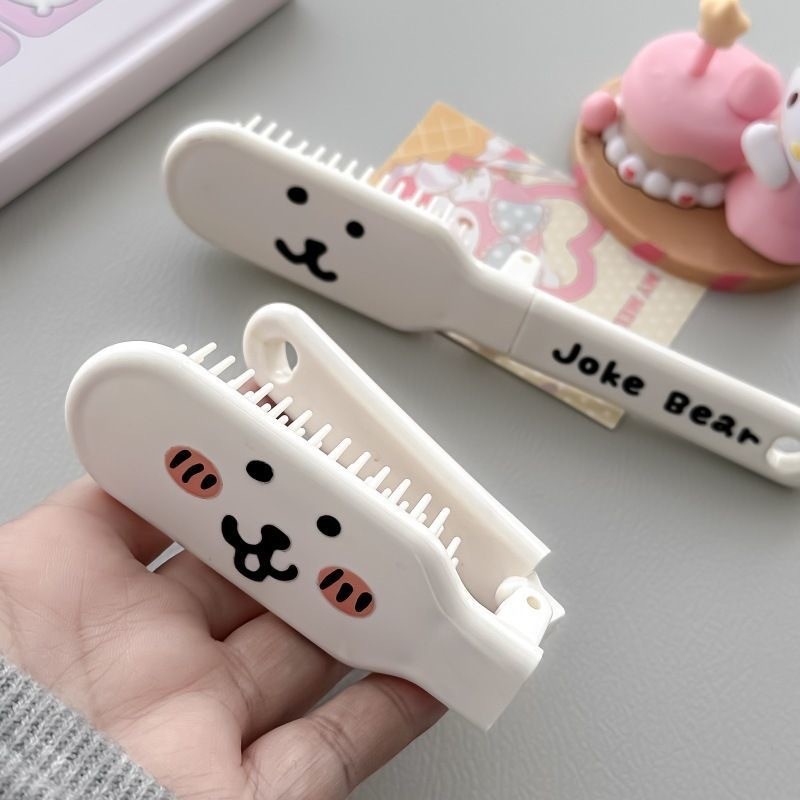 Issh Cooperator Teddy Bear Hairbrush Portable Travel Folding Cute Mini