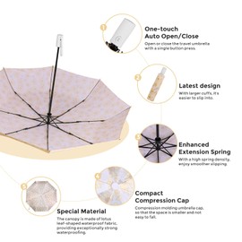 Cooloutdoors Umbrella Windproof Travel Umbrellas for Rain - Durable & Compact Umbrella, Strong Metal Frame, Windproof and Waterproof Canopy - Little daisy Print Umbrella for Travel