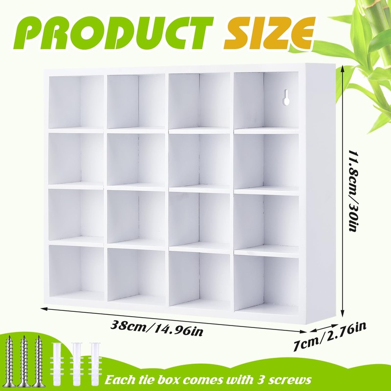Wesiti Tie Box Organizer Wall Mounted Tie Rack with 16
