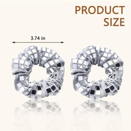 Sparkly Glitter Hair Band for Women Girls Silver Sequin Hair Bobbles for Thick Thin Hair 80s 90s hair scrunchies for Women Girls Big Ponytail Holder Sequin Hair Band 2pcs