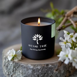 Henko Tree Balance Jasmine Soy Candle – 7.76 Oz, 50-Hour Long Burn, Eco-Friendly, 100% Natural Soy Wax Candle for Relaxation, Calm, and Zen – Premium Aromatherapy for Home or Spa