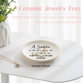 Sister Gifts from Sister - Ceramic Ring Dish Jewelry Tray Decorations Gifts for Sister Christmas Birthday Wedding Unique Present for Sisters