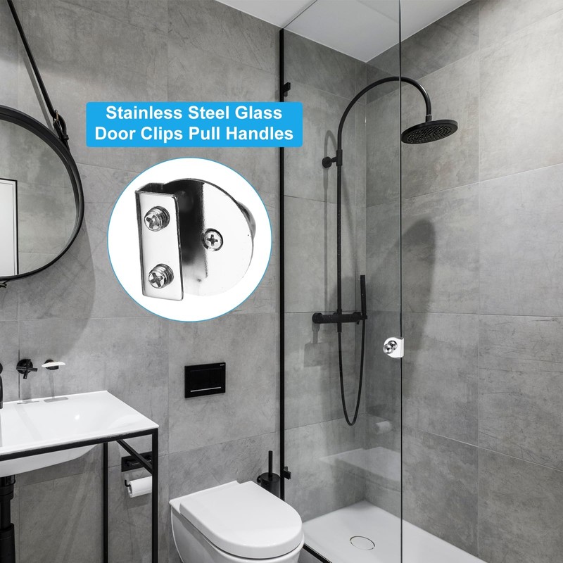 uxcell 2pcs Glass Door Pull Handles, Iron Door Clips Pull