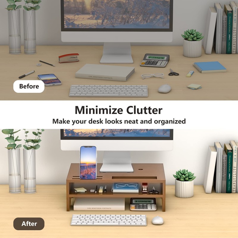 Monitor Stand Riser with Storage Organizer Desktop with Cooling Holes