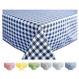 Oilcloth Tablecloth Washable Square 140 x 200 cm Checked Blue