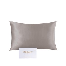 Ethlomoer 100% Natural Pure Silk Pillowcase for Hair and Skin, 19 Momme on Both Sides, 600 Thread Count, Design with Hidden Zip, 1 Piece, 80 x 80 cm, Dark Grey