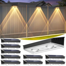 Solar Fence Lights Outdoor, 10 Pack Warm/Neutual/Cool White Solar Powered Wall Lights with Spot Lens, IP65 Waterproof, Backyard Patio Decor for Deck, Railing, Pool, Stair