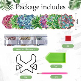 DOZEEZOP 8 PCS Diamond Art Coasters Kit, Diamond Painting Coasters with Holder, Fall Diamond Art Kits for Adults Beginners, Arts and Crafts Supplies Party Item Sets Succulence