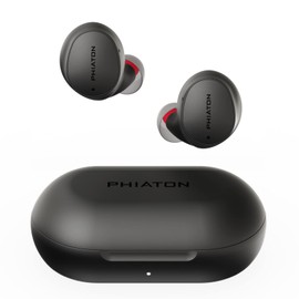 Phiaton Bonobuds Lite - Auriculares inalámbricos con Voz Clara por Intelligo y Modo Ambiente | Auriculares Bluetooth con Tiempo de reproducción de 11 Horas, Color Negro Espacial