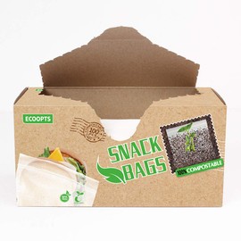 100 PCS ECOOPTS Food Storage Snack Bags 100% Compostable Ziplock Bags Ultra Stong Storage Bags (6.3×4 in)