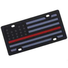 Eurosport Daytona American Flag License Plate with Red Line (Carbon Black)