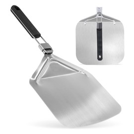 NutriChef Nonstick Pizza Peel - 16" x 12" Aluminum Pizza Paddle w/ Folding Rubber Handle - Oven, Grill, & Dishwasher Safe