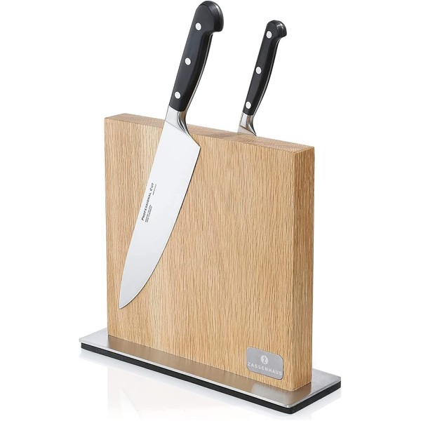 Zassenhaus Magnetic Wood Knife Block for Kitchen Counter, Natural Oak, 11" x 3.5"