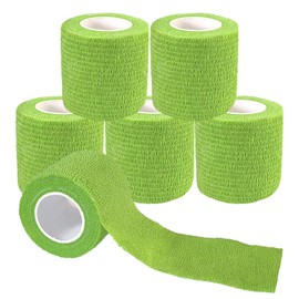 Kuanfine 6 Pack 2 Inches Self Adhesive Bandage Wrap Vet Wrap for Pets, Stretch Self Adherent Tape Cohesive Wrap for Athletic, Sports, Wrist and Ankle(Green)