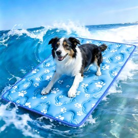 Dog Cooling Mat, Extra Large Cooling Dog Bed Mat for Indoor & Outdoor, Q-Max>0.5, Machine Washable Non-Toxic Portable Pet Cooling Pad for Kennel, Crate, Car - XL(44" x 30") - Blue