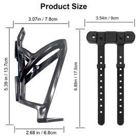 Ruayia Bicycle Bottle Holder, Water Bottle Holder with Mounting Screws and Straps with Diameter up to 22-55 mm, Stable and Shake-Resistant, for MTB and Road Bikes for Sports, Everyday Cycling, Black