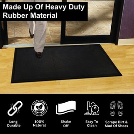 A1HC New Natural All Rubber Premium Stud Rubber Fingertip Entrance Floor Mats Keep Mud and Dirt Away for Commercial and Residential, Front and Back Door, Garage, Entrances, Restaurants etc. 36"x60"