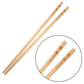 Set of 5 Pairs Chinese Decorated Natural Bamboo Chopsticks - Reusable and Washable, 24cm - Non-Slip Design for Sushi, Ramen and Asian Kitchen - Ideal for Home Use and Restaurants