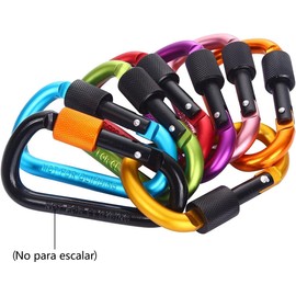 COOLKITALENT Mosquetón con Cierre de Resorte de 10 Piezas, Ganchos de Aluminio Camping, Pesca, Senderismo o Viaje