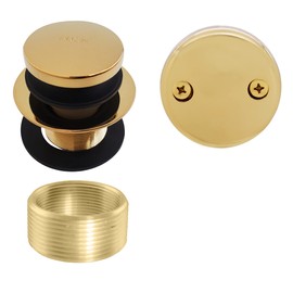 Westbrass Universal Fine or Coarse Thread Replacement Tip-Toe Strainer Drain with 2-Hole Faceplate, Polished Brass, D93K-01