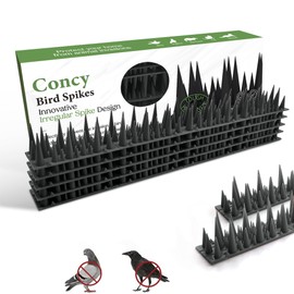 Concy 13ft Anti Bird Spikes Deterrent for Outside Pegions and Other Small Birds -Bird Spike Strips to Keep Birds Away 10 pc (Black)