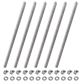 LWCUSNJ 6pcs Fully Threaded Rod, 304 Stainless Steel Right Hand Threads Rods, with Nuts and Flat Washer,for Clamps, Hangers and U-Bolts (M4 x 100mm)