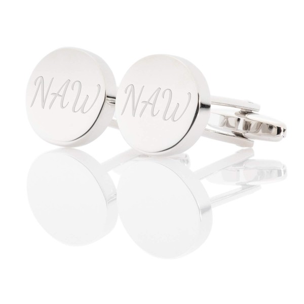 Personalised Silver Oval Cufflinks In Leatherette Case - Engraved With