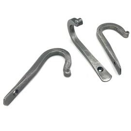 Stur-De Decorative Hooks for Wall - Hooks for Hanging Coats, Hats, Bags, Towel Hooks for Bathrooms or Kitchen, Rolling Pin Holder - Wrought Iron Hanging Hooks - 3.75 x 0.5 x 2 Inch (Silver, 3 Hooks)