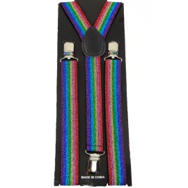 Unbranded Unisex Clip-on Braces Elastic Suspender Rainbow Glitter
