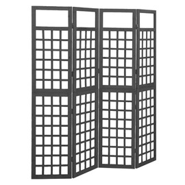 Udorich 4-Panel Room Divider/Trellis Solid Fir Wood, Durable Design for Indoor Use, Black, 63.4" x 70.9"