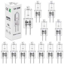 BROTOU G4 Halogen Bulbs, 20W 12V 300LM 2800K Warm White 2 Pin Clear Capsule Lamp Bulbs, Dimmable [Energy Class G] (12)