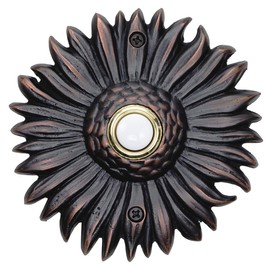 Waterwood Solid Brass Sunflower Doorbell in Oil Rubbed Bronze - Wired & Illuminated Push Button from Environmentally Friendly Recycled Material