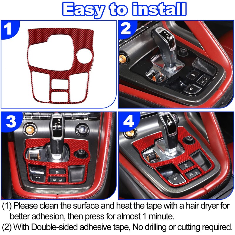 Daeiclru Real Carbon Fiber Car Interior Gear Shift Panel Trim
