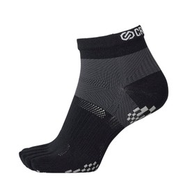 Okamoto CROSSPRO Running Socks, 5 Toes, Drying, Absorbent, Quick Drying, Arch Panel, Taping Structure, Anti-Slip Soles, Marathon, Track and Field Use, Training, Sports, multicolor (black / gray)