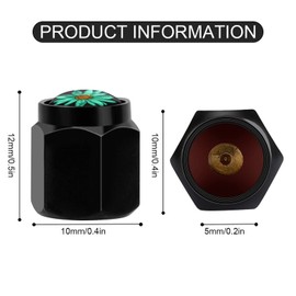 Muishi Turquoise Sunflower Tire Valve Stem Caps, Aluminum Black Stem Tire Valve Caps Universal Stem Covers for Cars, SUVs, Trucks, Bikes, Motorcycles, Bicycles (4 Pack)